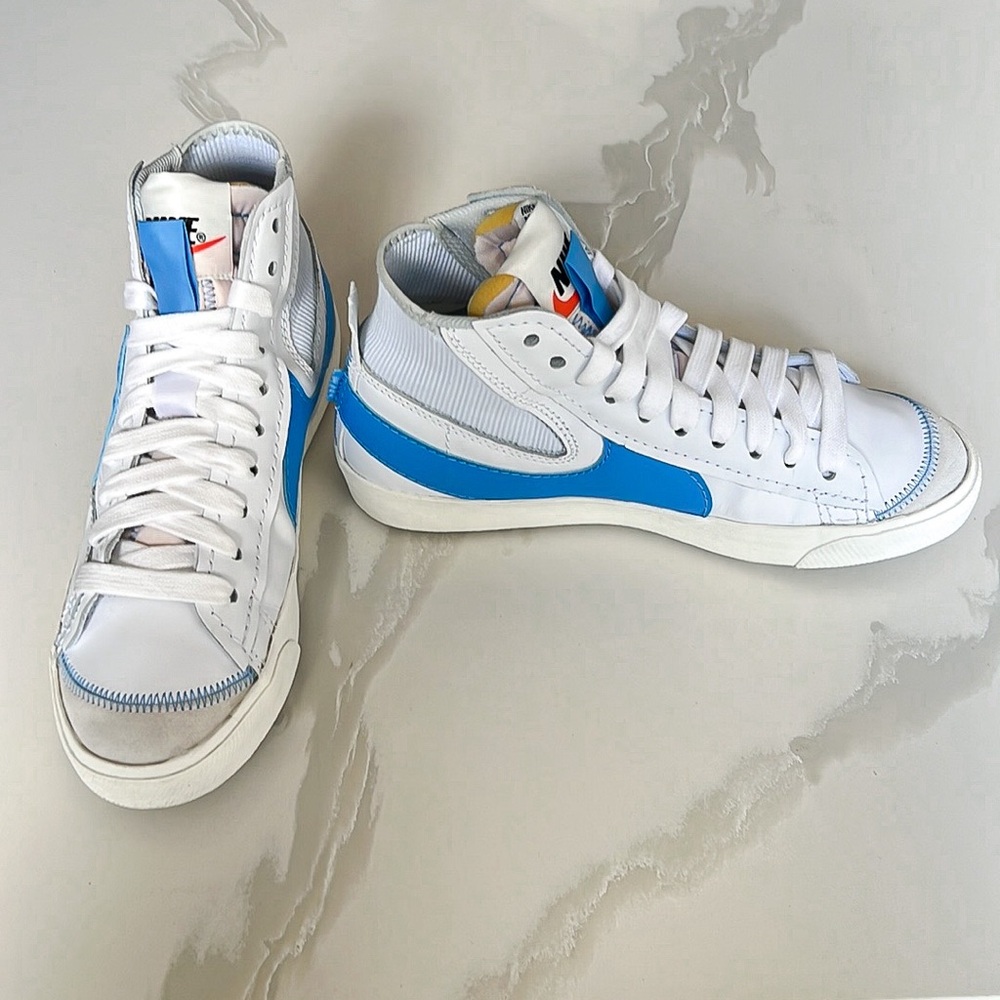Nike Blazer Mid 77 Jumbo Shoes White University Blue Mens Sz 10 DD3111-103